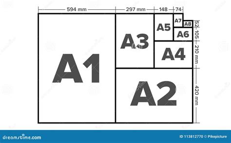 Paper Sizes Vector. A1, A2, A3, A4, A5, A6, A7, A8 Paper Sheet Formats. Isolated Illustration ...