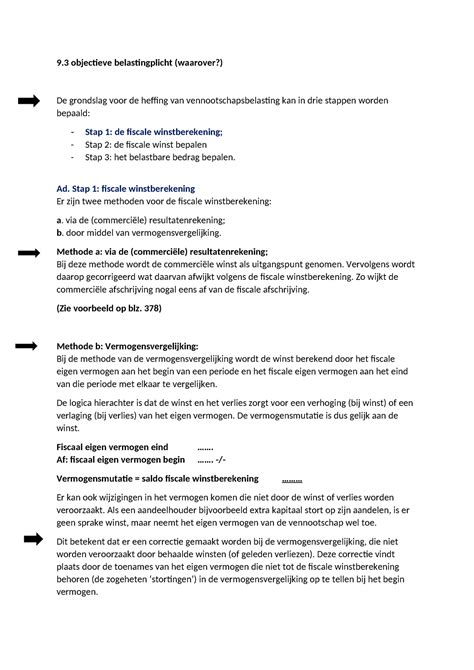 Tvbp Samenvatting Belastingrecht Voor Bachelors En Masters 9 Objectieve Belastingplicht