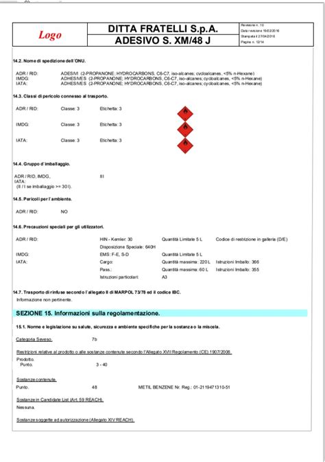 La Scheda Di Dati Di Sicurezza Sds Chimicaone