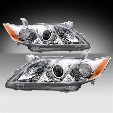 For 2007 2009 Toyota Camry Projector Chrome Headlights Amber Corner