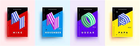 Colorful Isometric Letters With Memphis Design For Presentations Photo