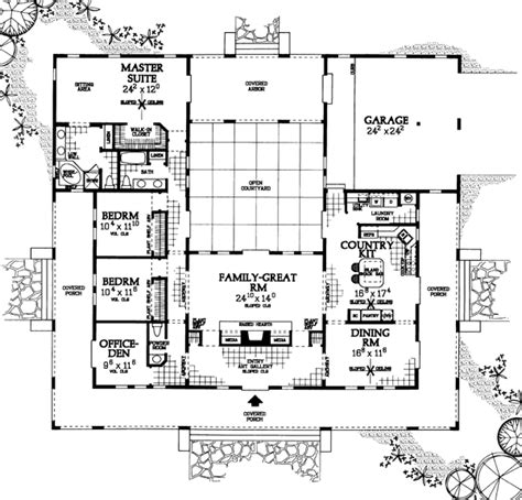 Southwest Style House Plan 90268 With 3 Bed 3 Bath 2 Car Garage