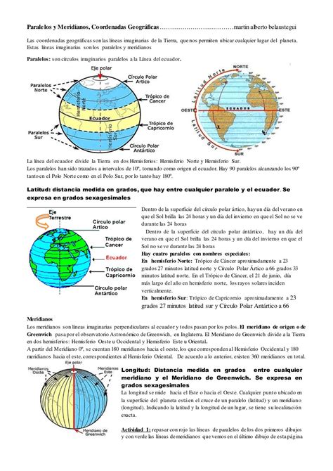 Paralelos Y Meridianos Coordenadas Geográficas