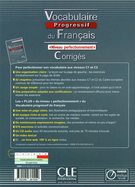 Livre Vocabulaire Progressif du Français Niveau perfectionnement