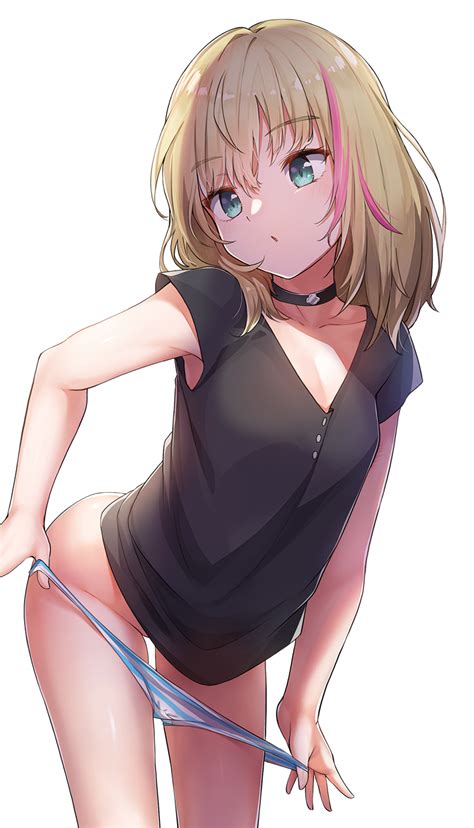 Rule 34 2021 Aqua Eyes Black Shirt Blonde Hair Choker Cloverworks