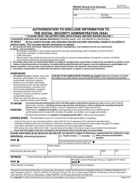 2009 Form Ssa 827 Fill Online Printable Fillable Blank Pdffiller