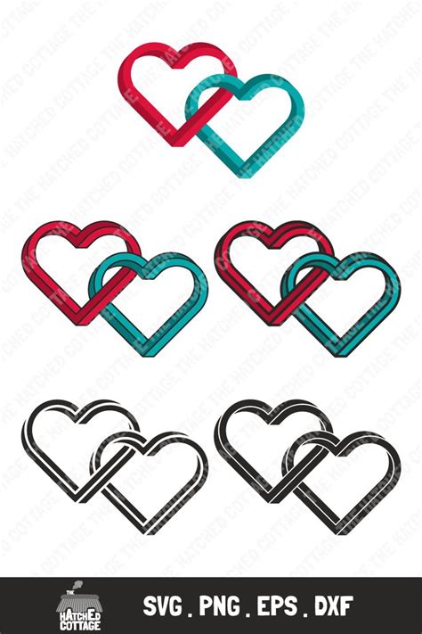 Interlocking Hearts Svg Impossible Heart Clip Art Png Eps Etsy Uk