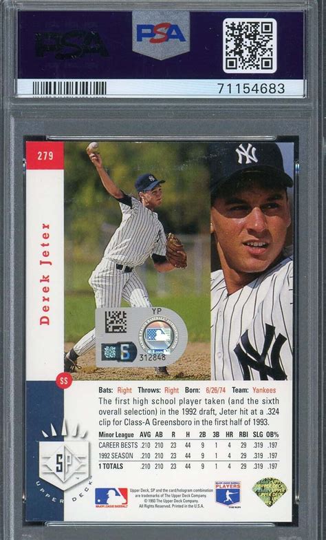 Derek Jeter Upper Deck Sp Foil Signed Rookie Card Hof Auto