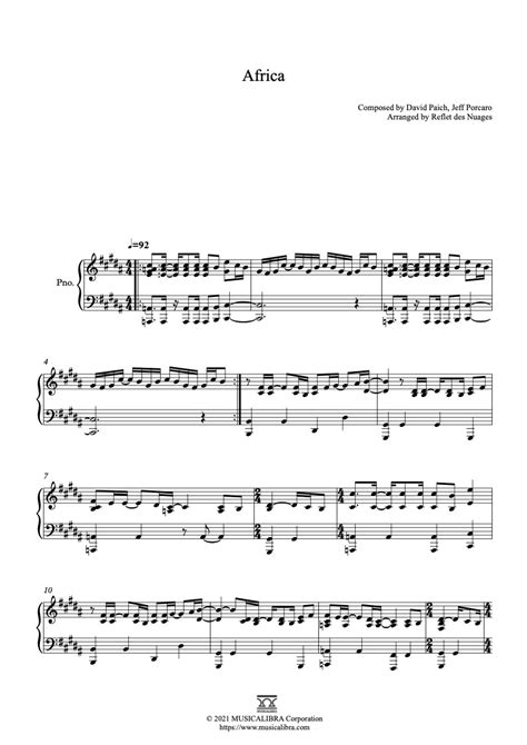 [piano Solo Sheet Music] Africa Musicalibra