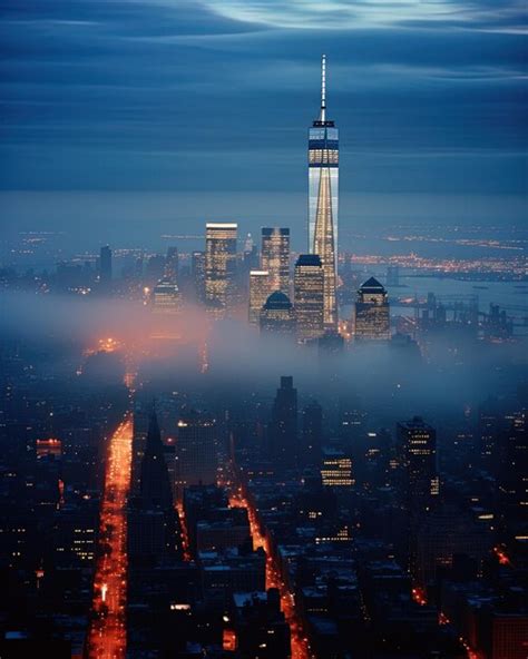 Premium Photo | A city in the fog at night