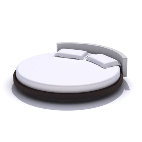 White Circular Bed 3d Model