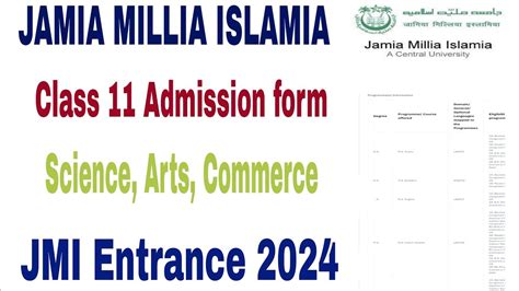 Jamia Millia Islamia Class Science Admission Form How To