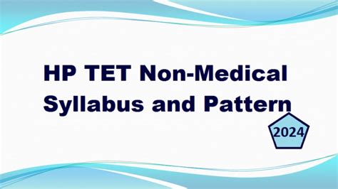 HP TET Non Medical Syllabus And Pattern HP TET Exam 2024 HP TET