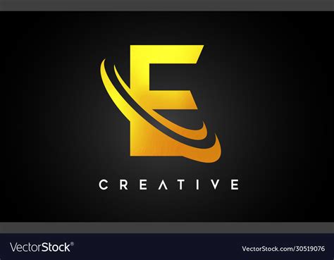 Golden letter e logo design Royalty Free Vector Image