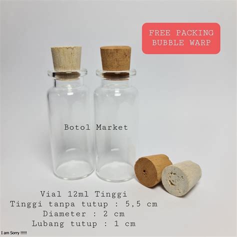 Jual Botol Vial 12ml TINGGI Tutup Kayu Gabus Botol Kaca Mini Shopee