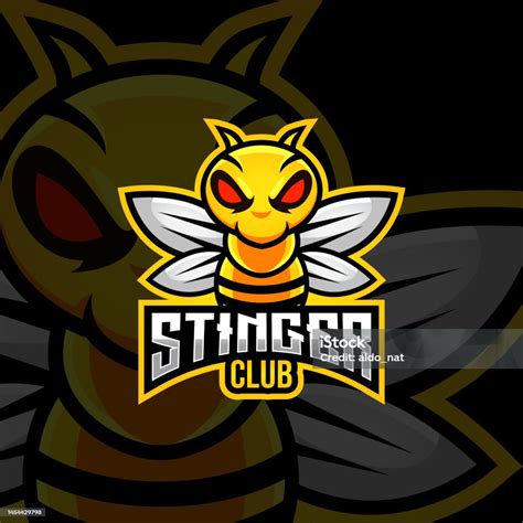 Stinger Bee Mascot Cartoon Esports Gaming Logo Vector Illustration