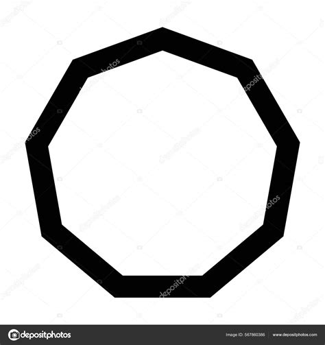 Nonagon Shape Symbol Vector Icon Outline Stroke Creative Graphic Design