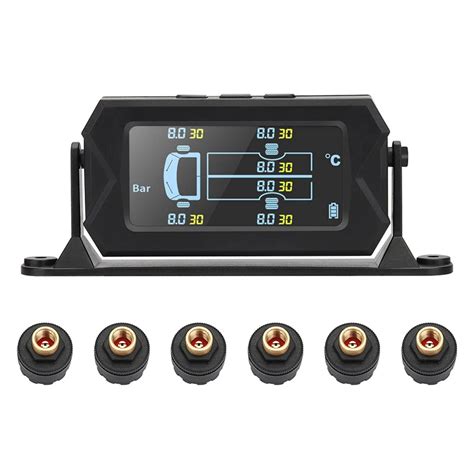 Tpms 타이어 압력 모니터링 시스템 태양광 디지털 Tmps Lcd 자동 보안 경보 타이어 압력 센서 6 륜 트럭용타이어