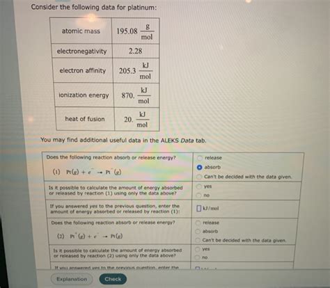 Solved Consider The Following Data For Platinum Atomic Mass Chegg