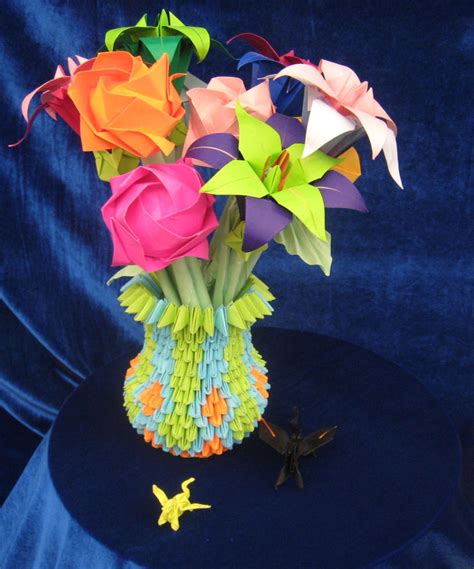 Origami Flower Vase And Flower By Landon104 On Deviantart