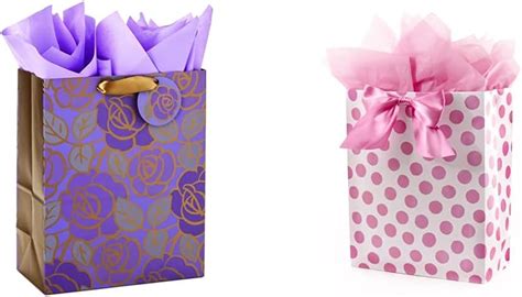 Amazon Hallmark Large Gift Bags With Tissue Paper Purple Flowers