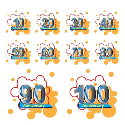 Premium Vector Set 10 20 30 40 50 60 70 80 90 100 Year