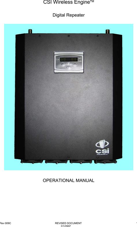 Westell Csi Dsp W S Digital Repeater User Manual Exhibit D Users