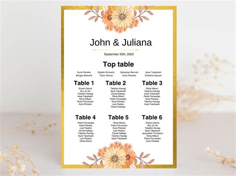 Editable Wedding Table Plan Template Printable Seating Plan DIY Table ...