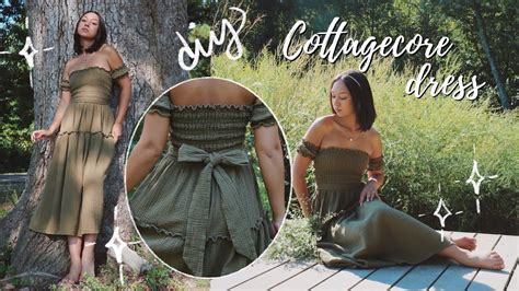 DIY Shirred Midi Dress Tutorial PATTERN Cottagecore Dress For