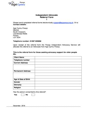 Fillable Online Advocacy Referral Form Age Uk Fax Email Print Pdffiller