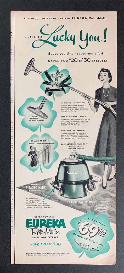 Vintage 1940s Eureka Vacuum Cleaner Ad Etsy