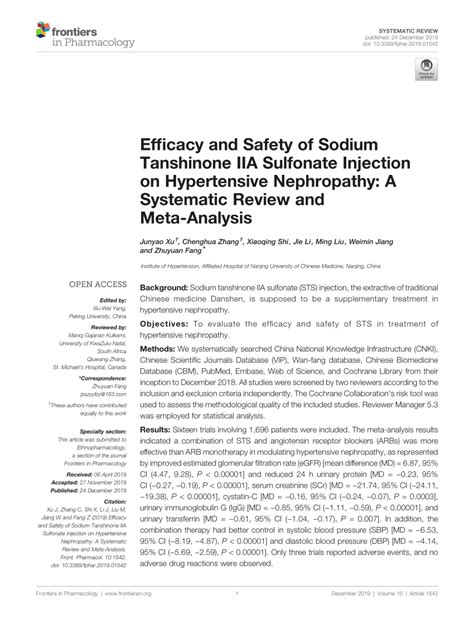 PDF Efficacy And Safety Of Sodium Tanshinone IIA Sulfonate Injection