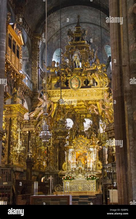 Altar In The Cathedral Santiago De Compostelaspain Stock Photo