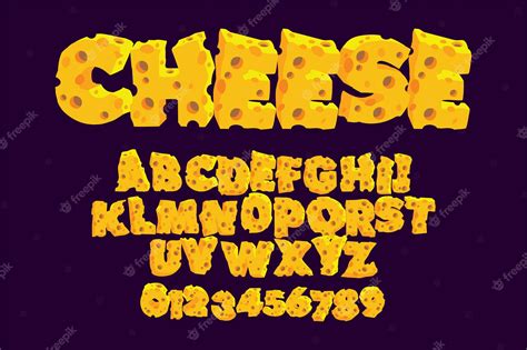 Premium Vector | Cheese font alphabet vector