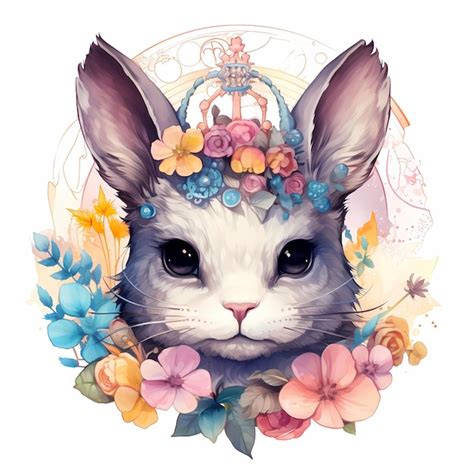 Premium Ai Image A Rabbit With A Hat On Its Head Is Painted With