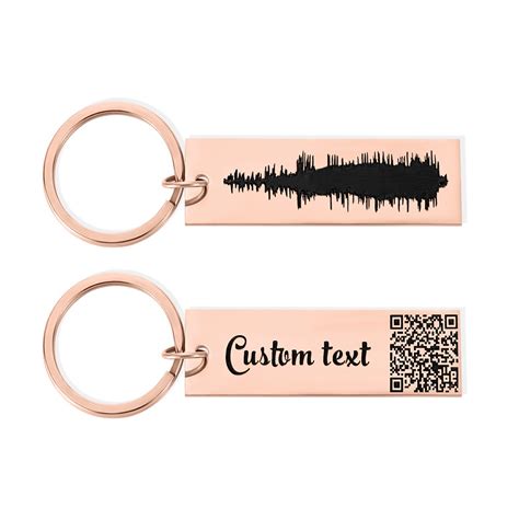 Personalized Name Voice Recording Keychain Sound Wave Art With QR Code