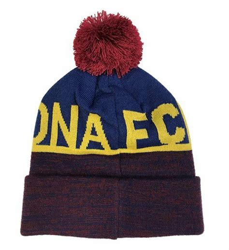 Fc Barcelona Beanie Hat Reversible Pom Official Winter Skull Cap