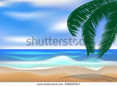 Graphics Drawing Landscape View Ocean Blue Stock Vector (Royalty Free ...