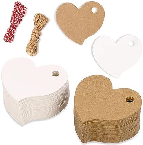 Szcxdkj Pcs Heart Blank Gift Tags Brown Kraft Paper Lables With