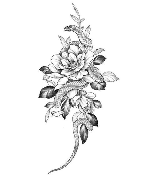 Pin By On Snake Tattoo Design Flower