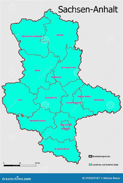 Mapa Da Estrutura Administrativa Estado De Saxonyanhalt Alemanha