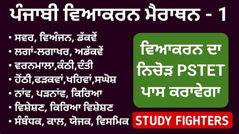 Punjabi Grammar Punjabi Vyakaran Punjabi Grammar For Punjab Exams