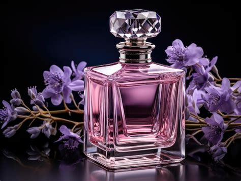 Premium Ai Image A Purple Perfume Bottle Surrounded By Lavender