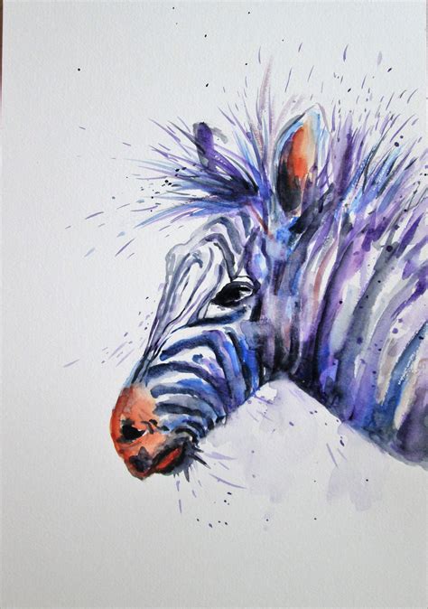 Original Zebra Watercolour By Marjansart Safari Animal Farm Animal