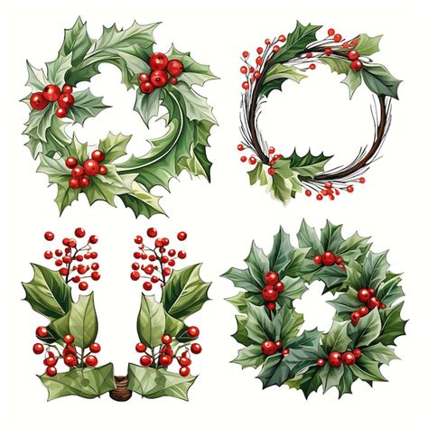 Premium Photo Beautiful Christmas Watercolor Decoration Set On White Background Svg