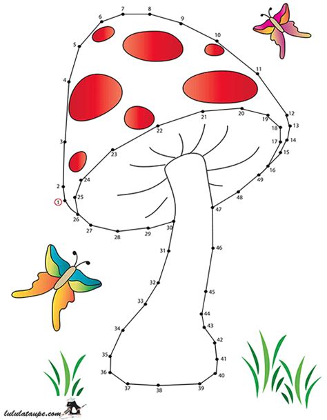 Relier les points à imprimer de 1 à 49 Lulu la taupe jeux gratuits