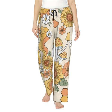 Daiia Groovy Hippie Flower Mushrooms Women S Sleep Pant With Pockets