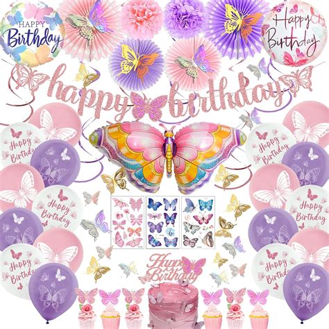 Butterfly Birthday Party Decorations Supplies, Pink | Ubuy India