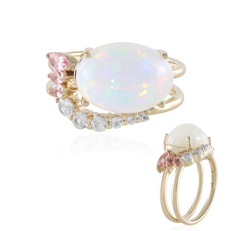 Thiopischer Welo Opal Rosa Turmalin Goldring Ct