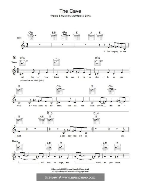 The Cave (Mumford & Sons) by M. Mumford - sheet music on MusicaNeo